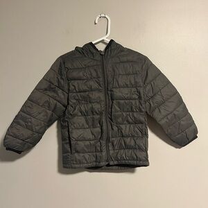 Gap toddler 4 grey lightweight water resistant zip up hooded puffer jacket
